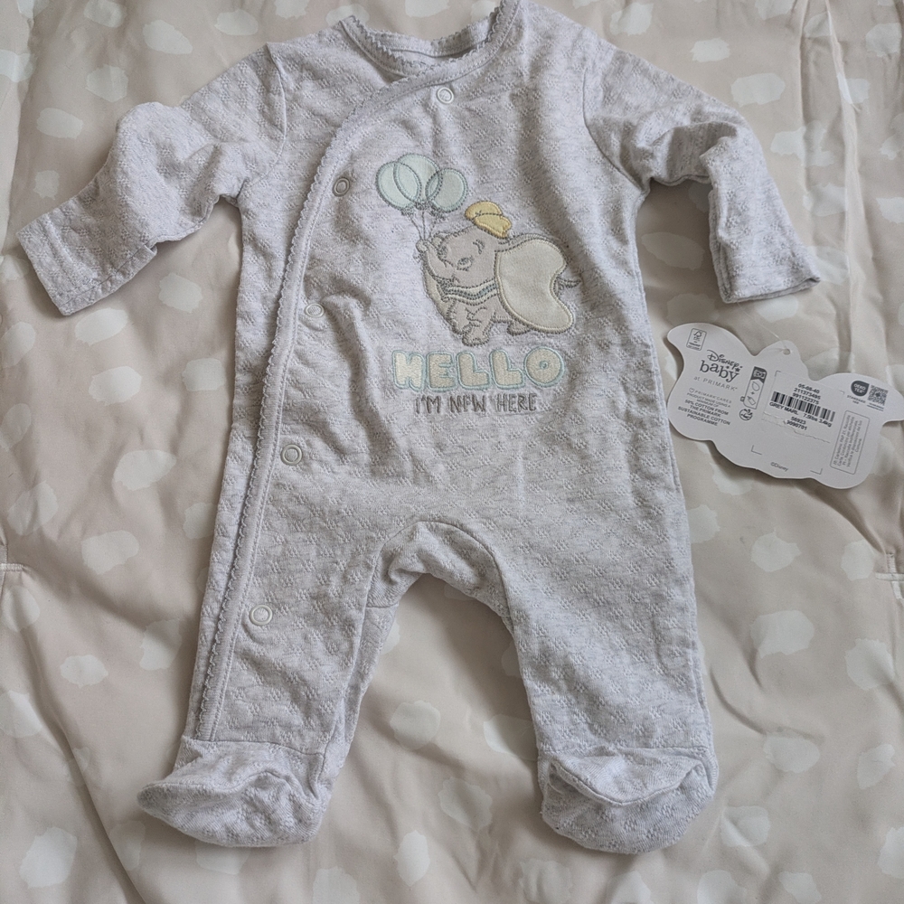 Disney Gray Dumbo Baby Footie Pajamas - Newborn, NWT